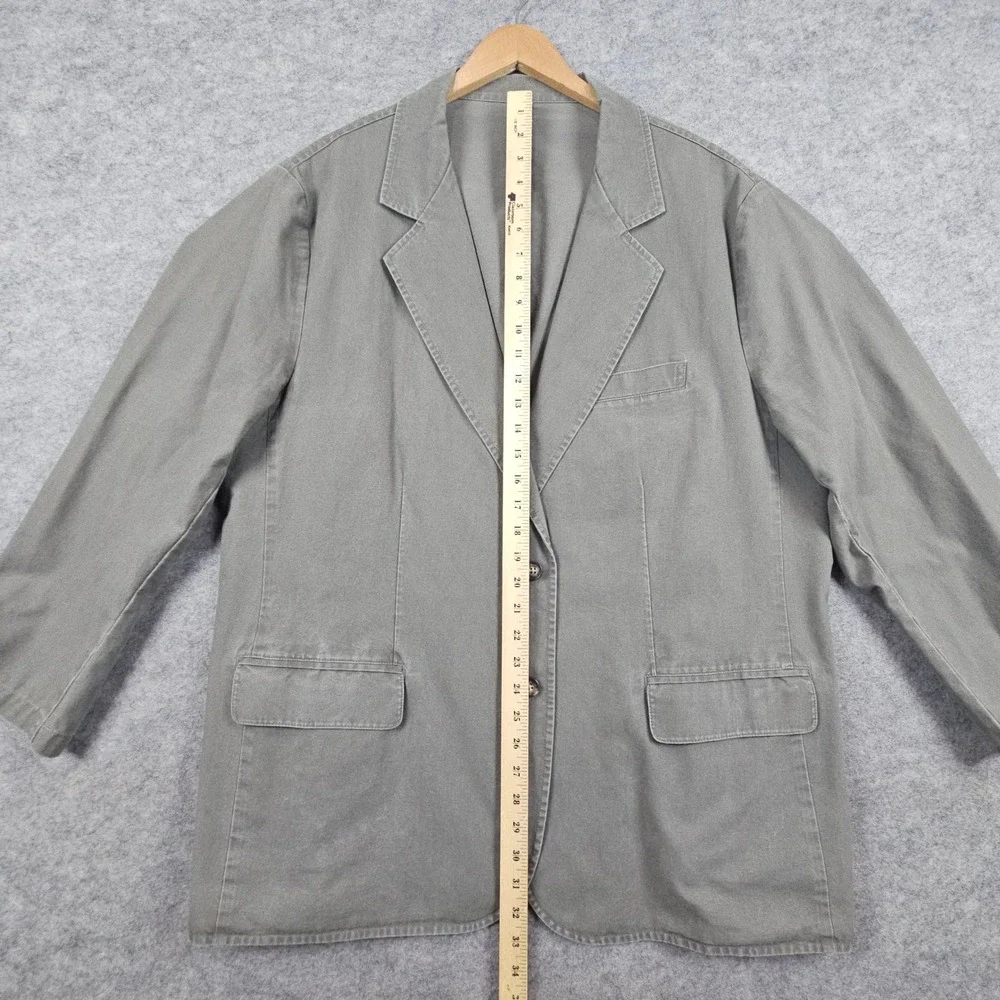 LL Bean Men's Green Cotton Blazer Size 48 Reg Chore Jacket Vintage Fall SMUDGE